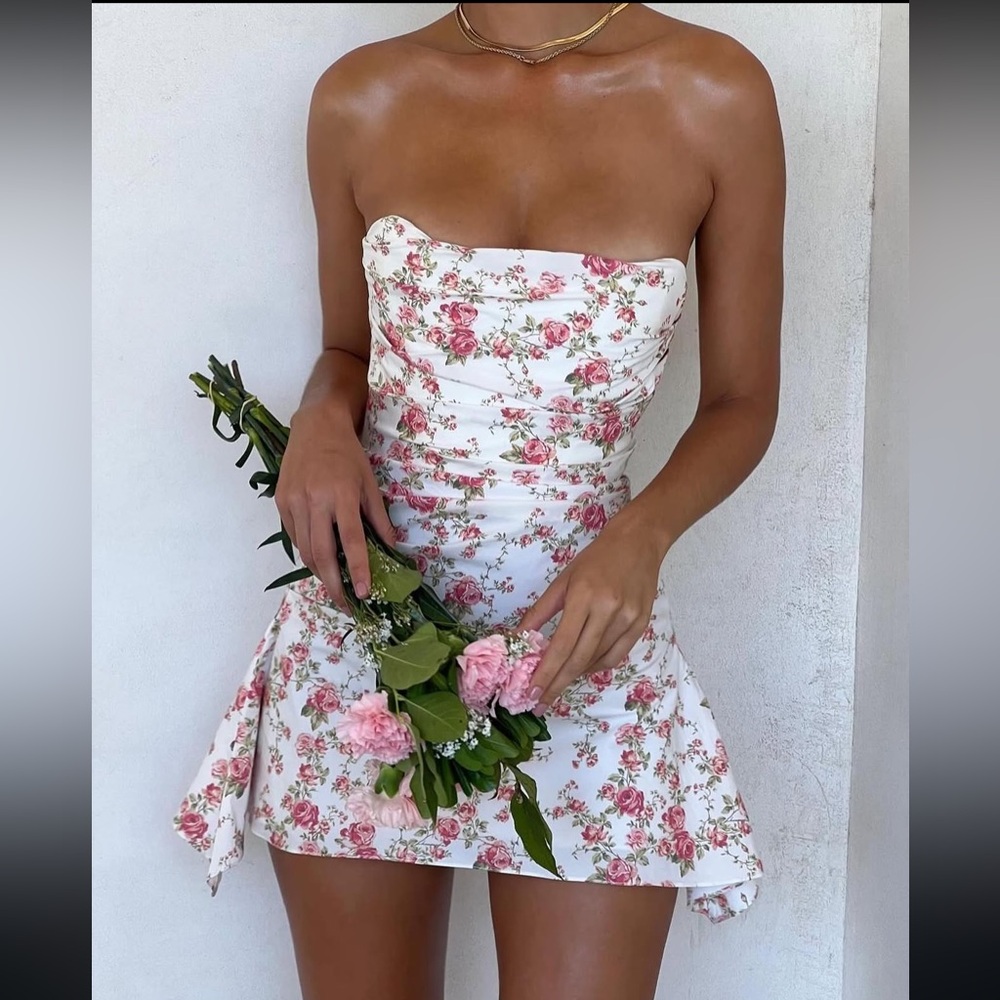House of CB Jasmine Rose Print Draped Corset Dress Size Small 🌸